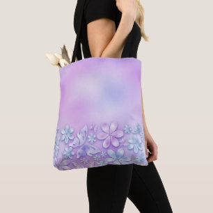 BOLSA TOTE PADRÕES FLORAIS OMBRE AZUIS E AZUIS