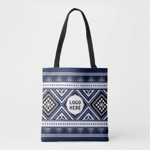 Bolsa Tote Padrões Geométricos Étnicos Abstratos Pretos com L