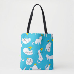 Bolsa Tote Padrões para gatos e borboletas lúcidos