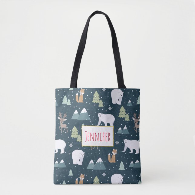 Bolsa Tote Padrões Russos De Inverno De Natal Bonito (Frente)