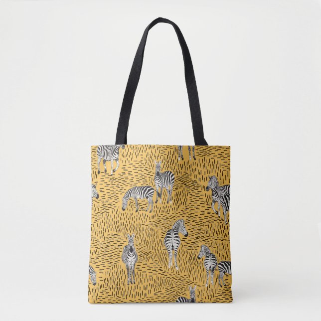 Bolsa Tote Padrões Sem Costura De Zebra desenhar Mão Com Back (Frente)