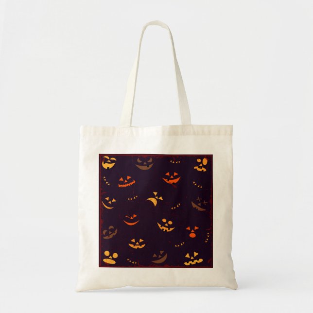 Bolsa Tote Padrões Sem Olho Fundo Da Cara Do Diabo Da Pumpkin (Frente)
