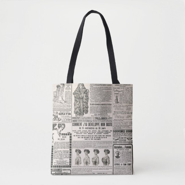Bolsa Tote Página de jornal com anúncio antigo (Frente)