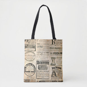 Bolsa Tote Página de jornal com anúncio - Vintage engrave