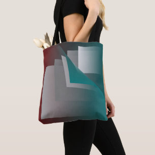 Bolsa Tote Páginas de cinza Teal Burgundy