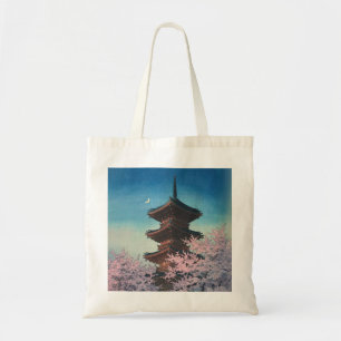 Bolsa Tote Pagode de uma Primavera Japonesa Antiga em Xilogra
