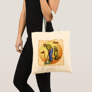 Bolsa Tote Pai da Bandeira de Golfe Jogando Golfe 