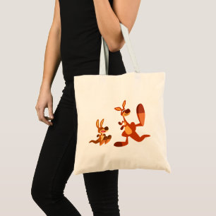 Bolsa Tote Pai De Cartoon Bonito Kangaroo E Joey Tote Bag