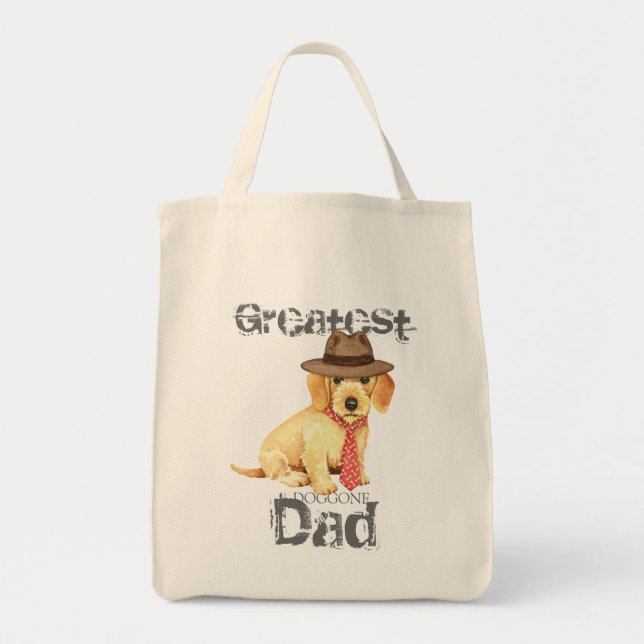 Bolsa Tote Pai de Dachshund com fio (Frente)