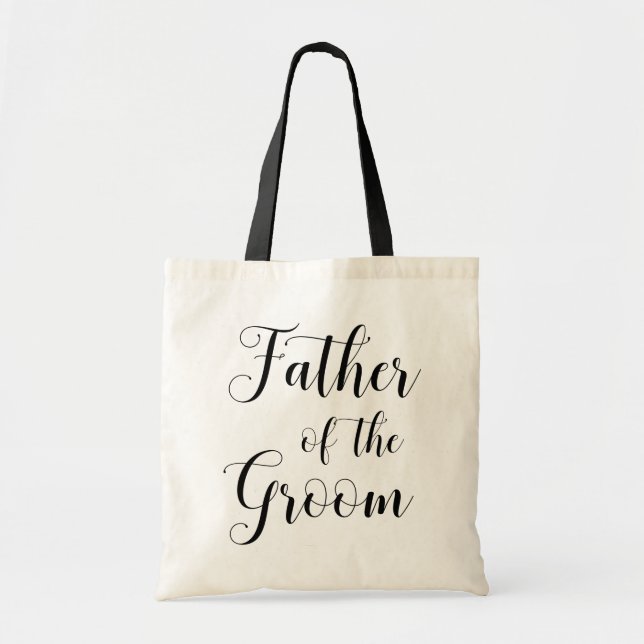 Bolsa Tote Pai do noivo. Roteiro de casamento preto e branco (Frente)