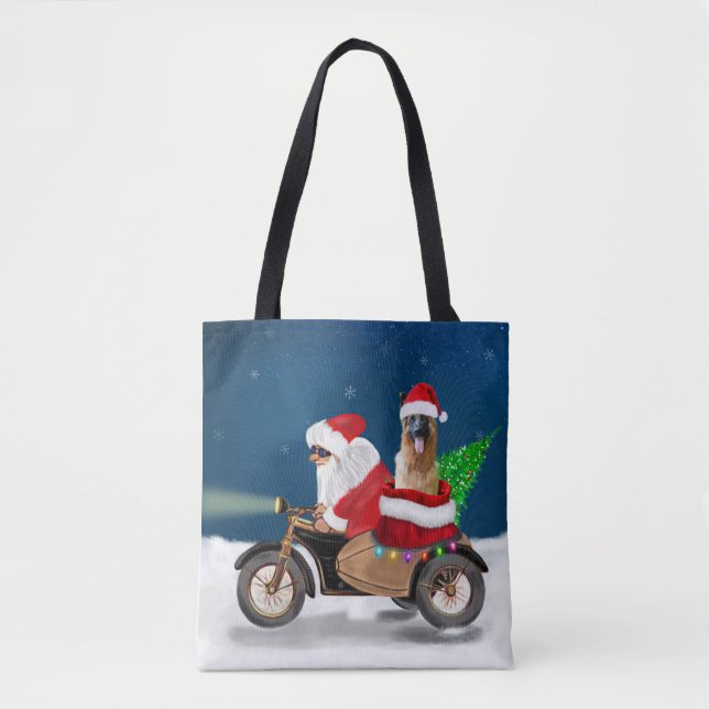 Bolsa Tote Pai german shepherd Natal Papai Noel (Frente)