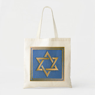 Bolsa Tote Painel de Arte Estrela de Davi Azul Dourado