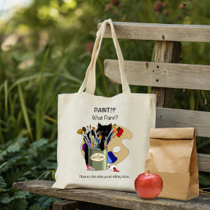 Bolsa Tote Paint Brushes Pallet Black Kitten Artist