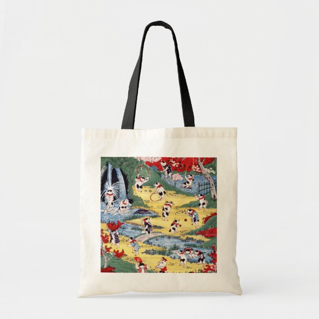 Bolsa Tote País dos Gatos Japoneses, Utagawa Kunitoshi (Frente)