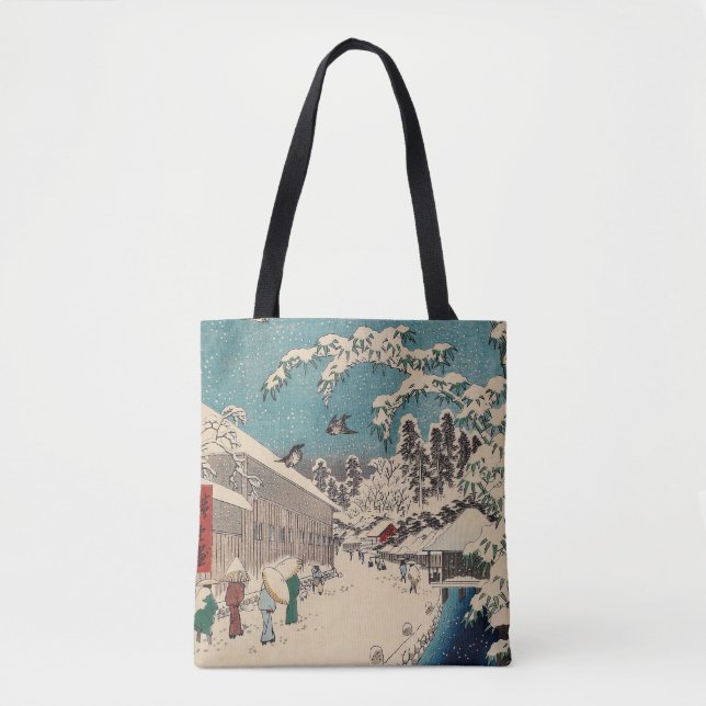 Bolsa Tote País japão da paisagem de inverno de Hiroshige (Frente)