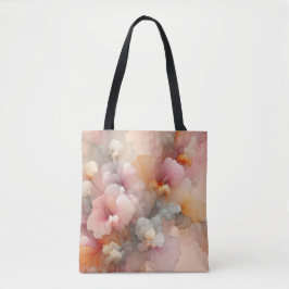 Bolsa Tote Paisagem Abstrata de Nuvem de Tinta Floral Pastel