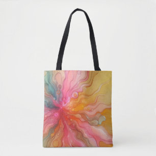 Bolsa Tote Paisagem Abstrata de Raios de Sol Arco-Íris