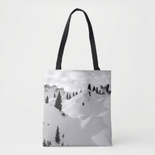 Bolsa Tote Paisagem Alpina: Montanhas de Árvores Neves