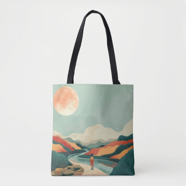 Bolsa Tote Paisagem Boho Abstrato (14) (Frente)