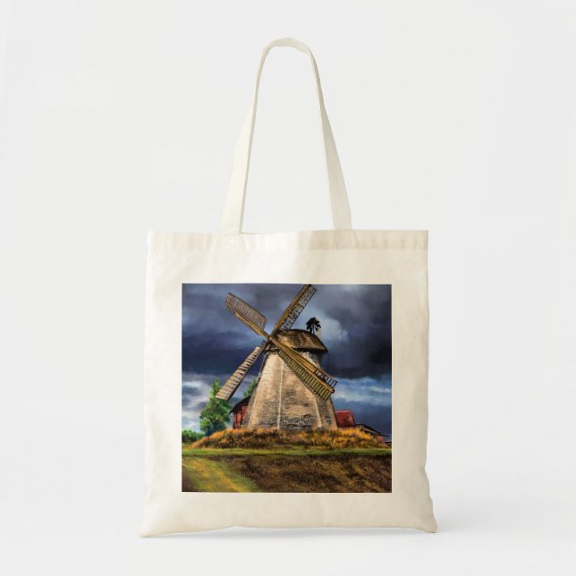 Bolsa Tote Paisagem bonita do moinho de vento nos Países Baix (Frente)