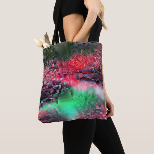 Bolsa Tote Paisagem colorida e texturizada em vermelho e verd