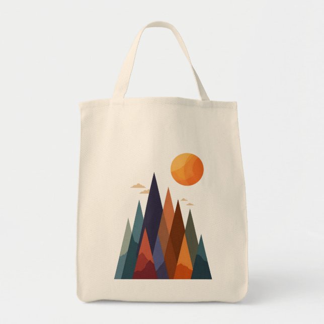 Bolsa Tote Paisagem com Montanhas e Sol (Frente)