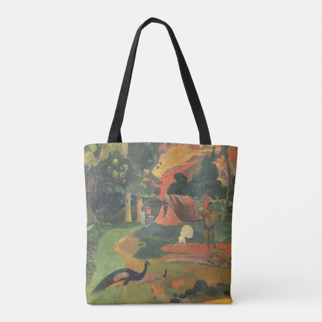 Bolsa Tote Paisagem com Pavões de Paul Gauguin (Verso)