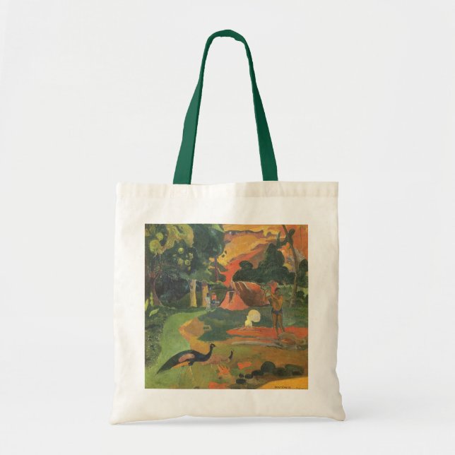 Bolsa Tote Paisagem com Peacocks por Paul Gauguin (Frente)