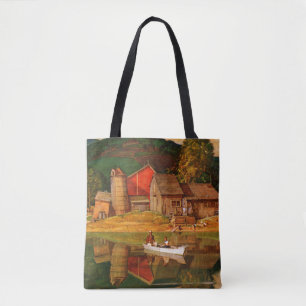 Bolsa Tote Paisagem da lagoa da fazenda pelo hidromel