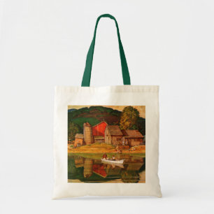 Bolsa Tote Paisagem da lagoa da fazenda pelo hidromel