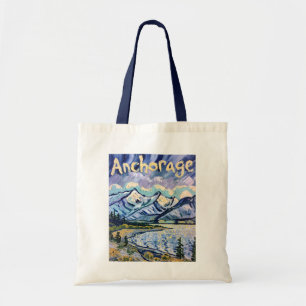 Bolsa Tote Paisagem de Anchorage Alasca Van Gogh Viagem Vinta