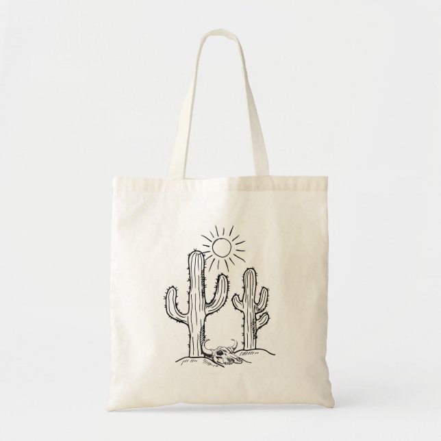 Bolsa Tote Paisagem de Cactus no Deserto (Frente)