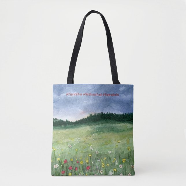 Bolsa Tote Paisagem de Campo de Flores (Frente)