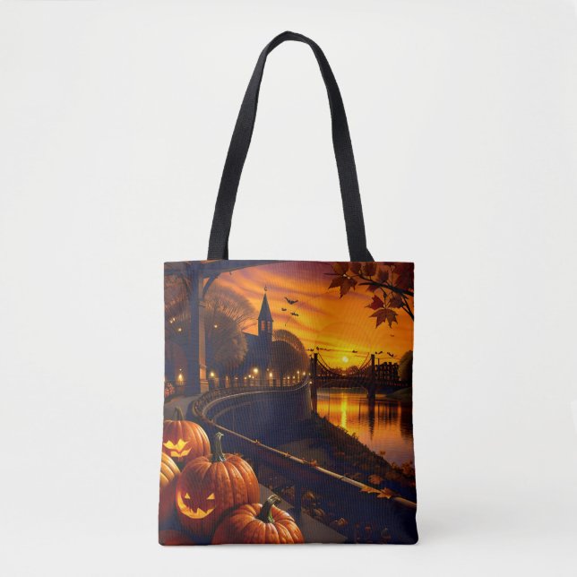 Bolsa Tote Paisagem de Halloween Dois (Frente)