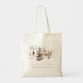 Bolsa Tote Paisagem de inverno com Aquarela de Natal