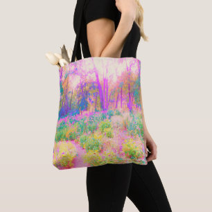 Bolsa Tote Paisagem de Jardim Iluminado Rosa e Coral