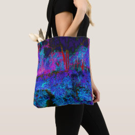Bolsa Tote Paisagem de Jardim Impressionista Azul Escuro e Ve