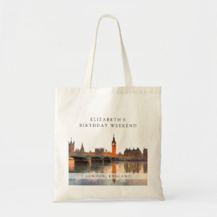 Bolsa Tote Paisagem de Londres em Aquarela para Aniversário d