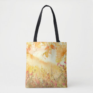 Bolsa Tote Paisagem de Paisagem de Campo de Aquarela