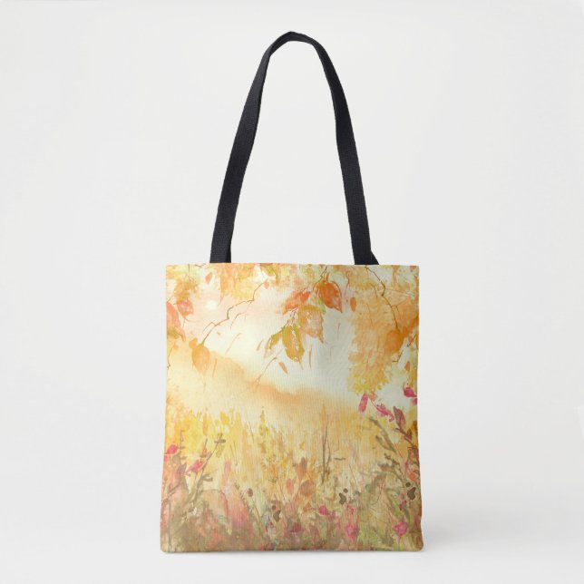 Bolsa Tote Paisagem de Paisagem de Campo de Aquarela (Frente)