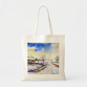 Bolsa Tote Paisagem de Paisagem de Cores Aquáticas da Faixa