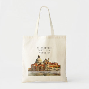 Bolsa Tote Paisagem de Veneza em Aquarela para Aniversário de