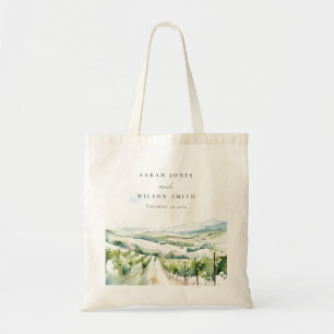 Bolsa Tote Paisagem de Vinhedo em Aquarela Pastel Suave Casam