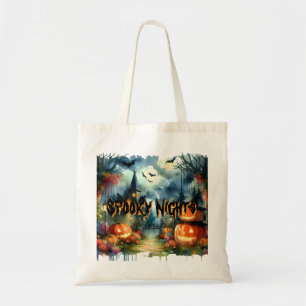 Bolsa Tote Paisagem do Dia das Bruxas e Bonita Aquarela