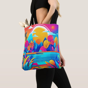 Bolsa Tote Paisagem do nascer do sol vibrante