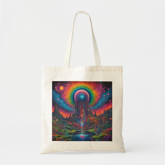 Bolsa Tote Paisagem do Sonho Psicodélico (Frente)