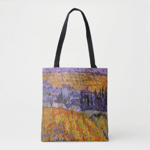 Bolsa Tote Paisagem em Auvers, em Chuva, por Vincent van Gogh