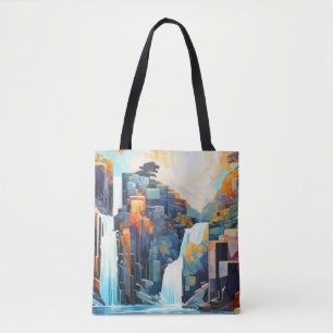 Bolsa Tote Paisagem em Cascata Conceito de Arte Colorida Abst