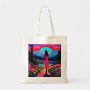 Bolsa Tote Paisagem Escocesa Psicodélica