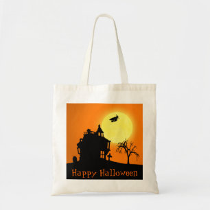 Bolsa Tote Paisagem feliz da silhueta do Dia das Bruxas